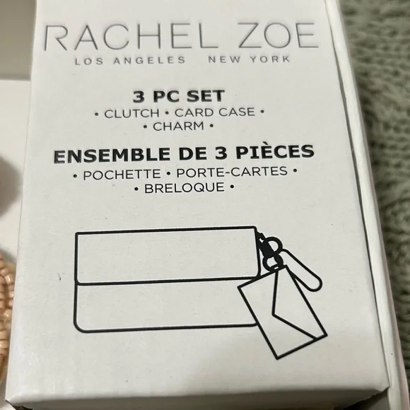 Rachel Zoe Beaded Teddy Clutch & Card Case Set - Silver with Tan Teddy - Picture 9 of 9